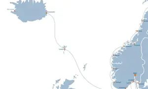 Mapa tras promowych z Islandii, przez Wyspy Owcze, do Norwegii i Danii. Planujesz podróż? Prom do Norwegii czeka!