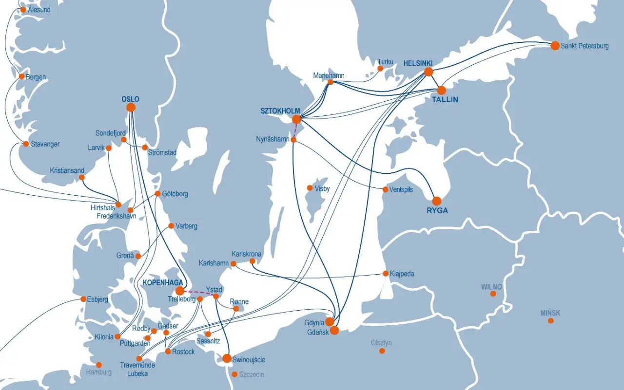 Mapa szlaków promowych. Zobacz, jak łatwo zaplanować prom do Norwegii z Oslo, Bergen i Ålesund.