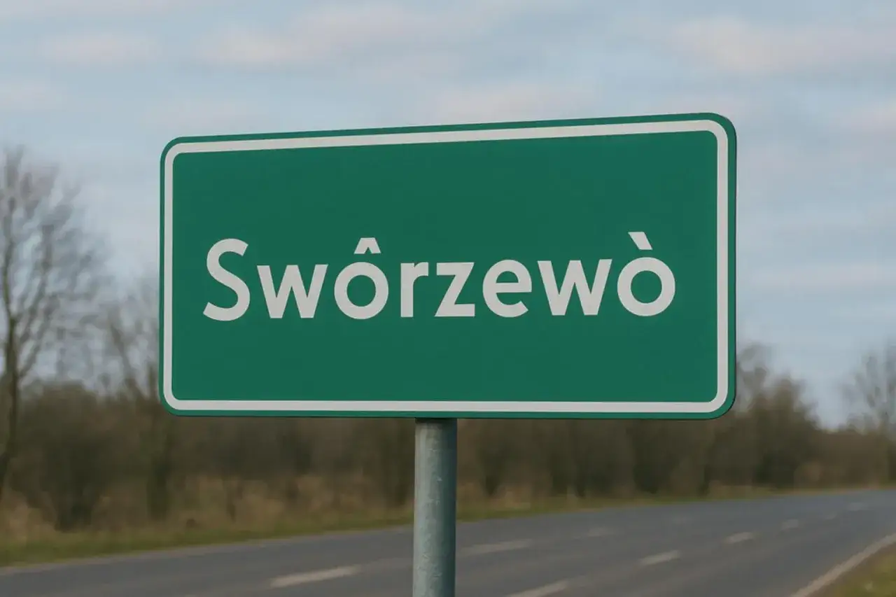 Zielony znak drogowy z napisem 